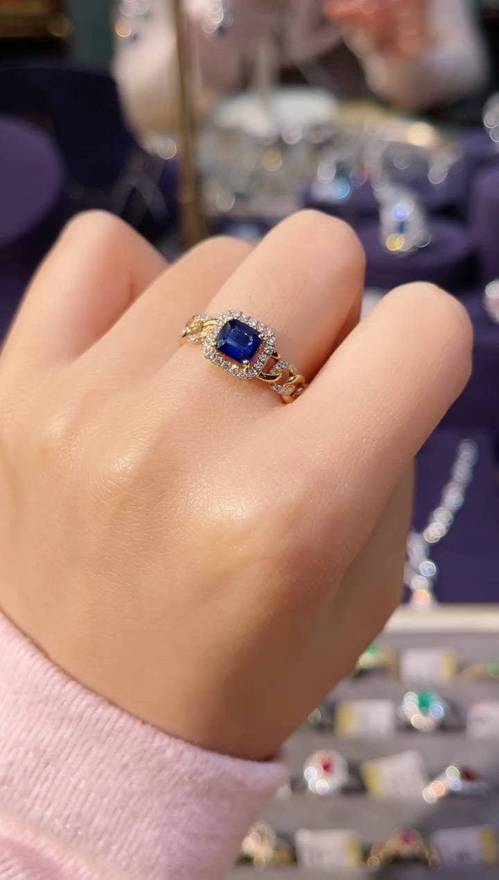 【闪购商品】蓝宝石戒指18K金镶嵌95分蓝宝石戒指