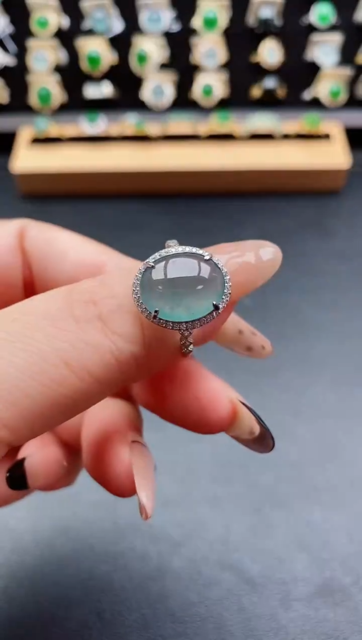 银S925镶嵌戒指翡翠1