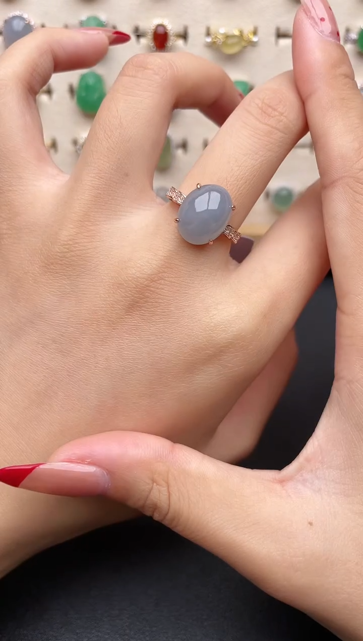 【闪购商品】翡翠戒指银S925镶嵌一物一证一礼盒