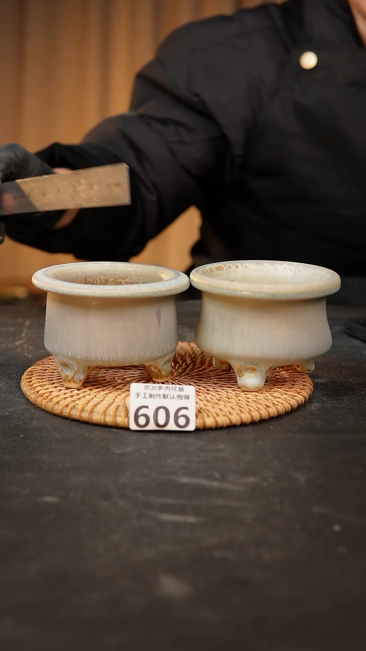 【闪购商品】瓷片606泥泥手工花盆口7-8高7-8