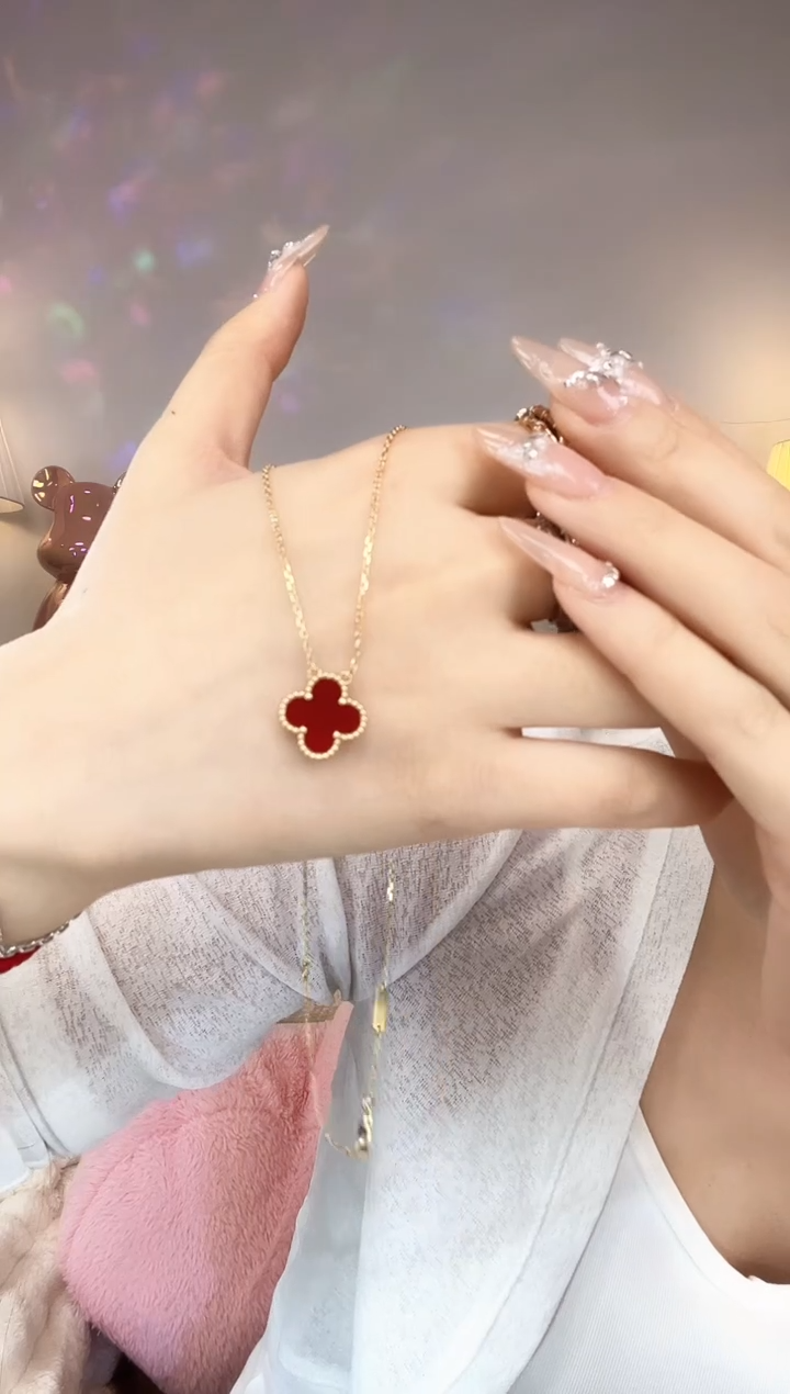 【闪购商品】玛瑙/玉髓颈饰18K金镶嵌18K黄红玛瑙项链