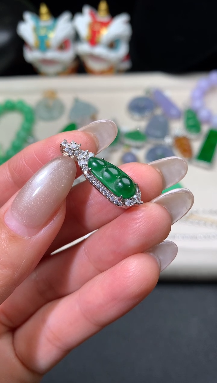 吊坠(不含链)银S925镶嵌翡翠翡翠