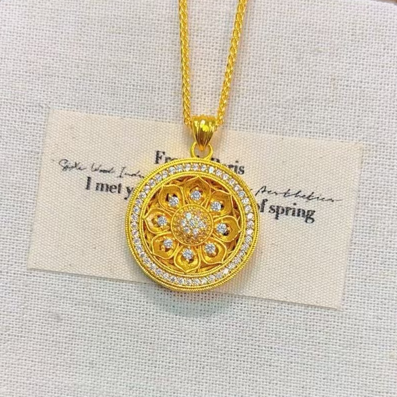 18k金国韵传承步步生莲单吊坠b07