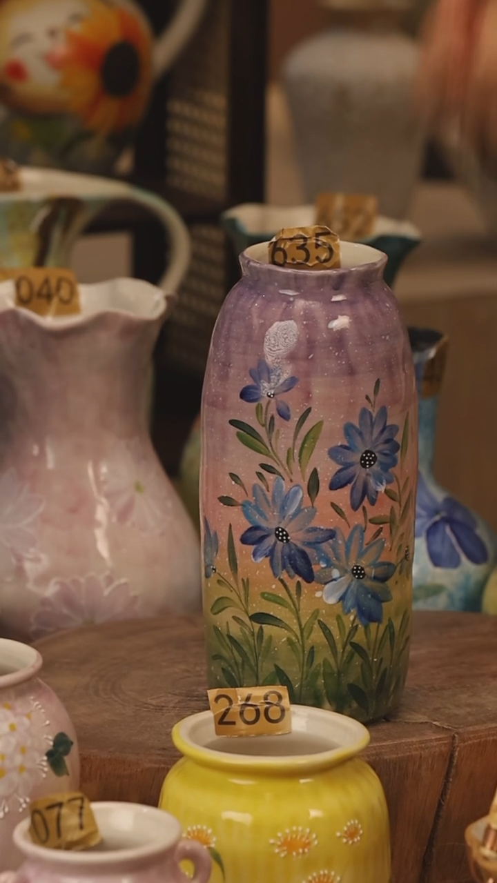 陶瓷景德镇设计师手作花器摆件侘寂风@M635@