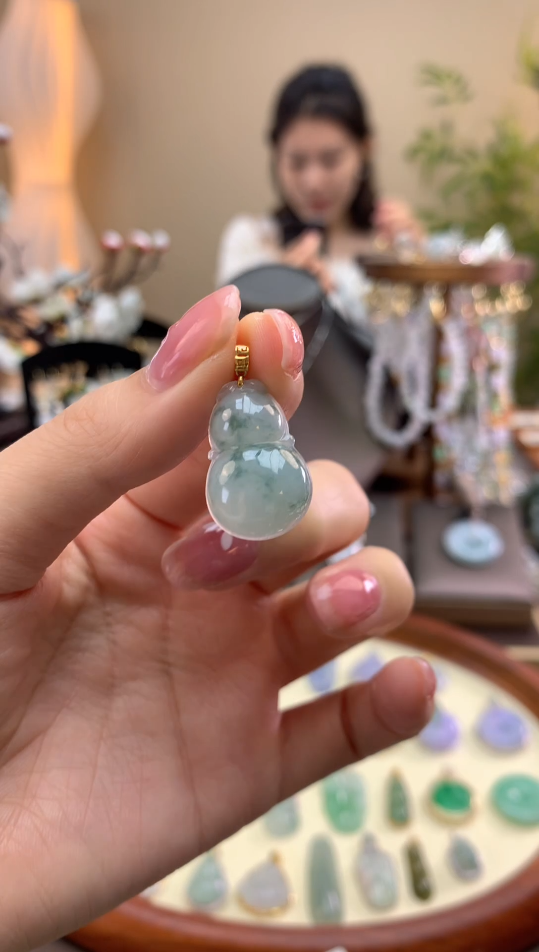 【闪购商品】翡翠颈饰18K金镶嵌葫芦