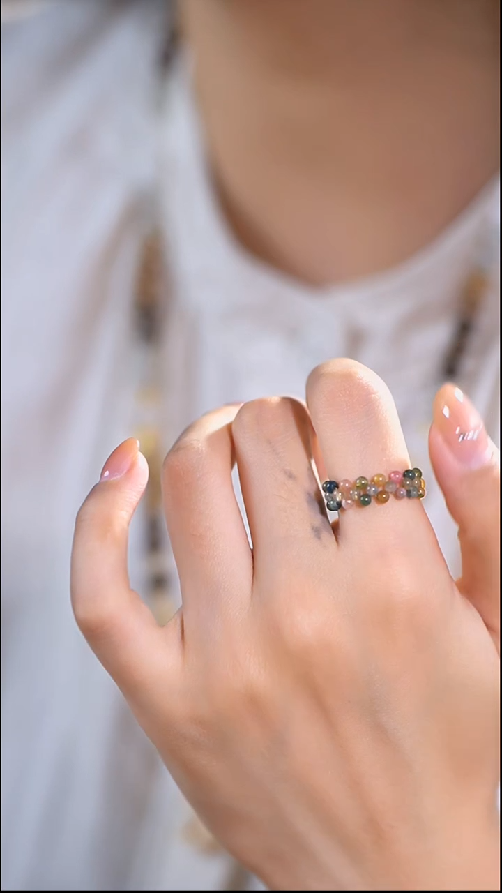 银S925镶嵌戒指碧玺碧玺戒指