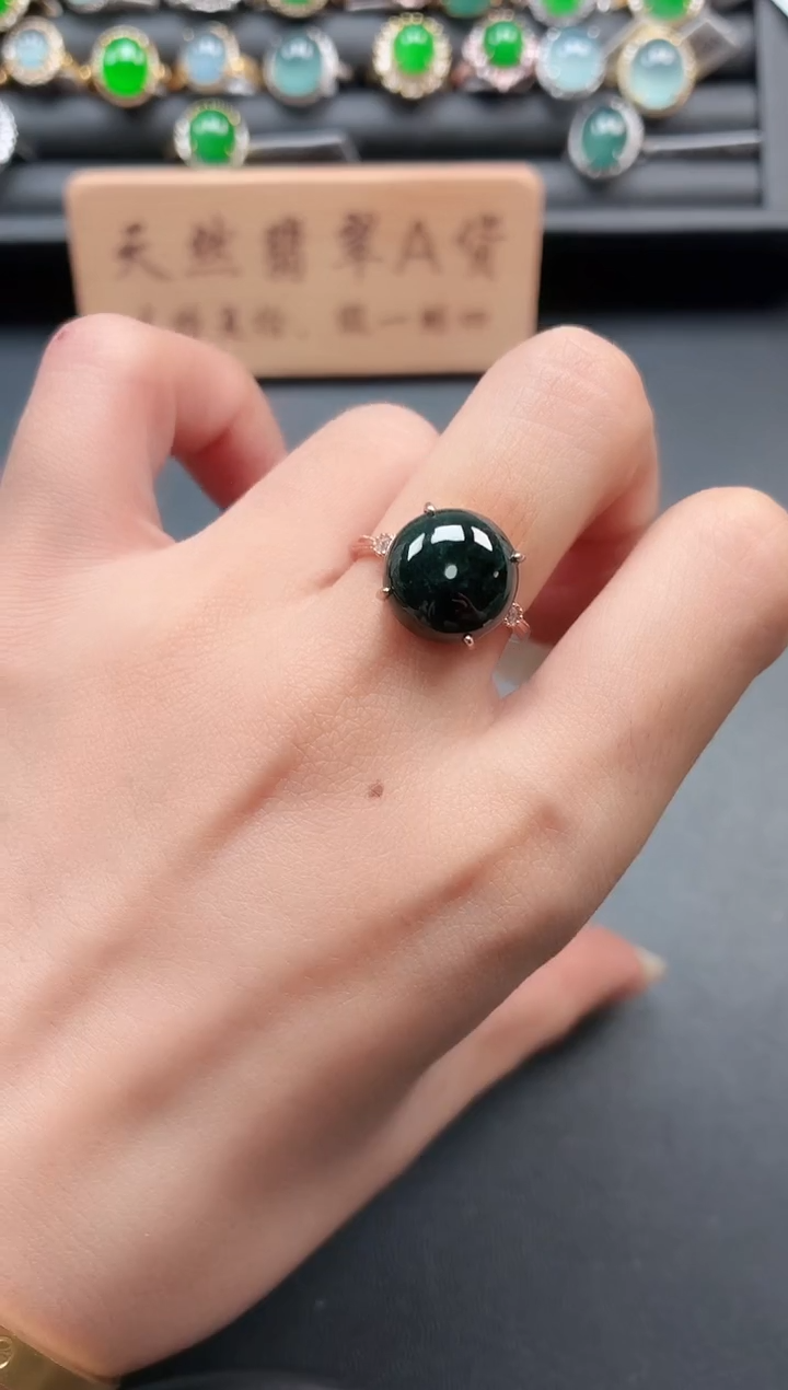 银S925镶嵌戒指翡翠111