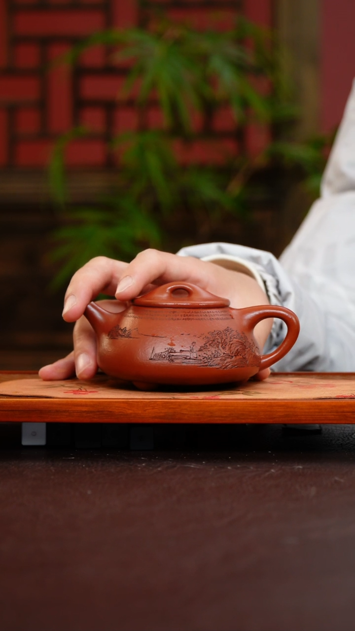 茶壶紫砂大红袍景舟石瓢刻绘