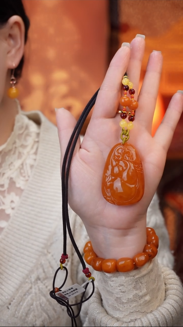 琥珀吊坠(不含链)未镶嵌天然琥珀蜜蜡葫芦吊坠（送绳子）