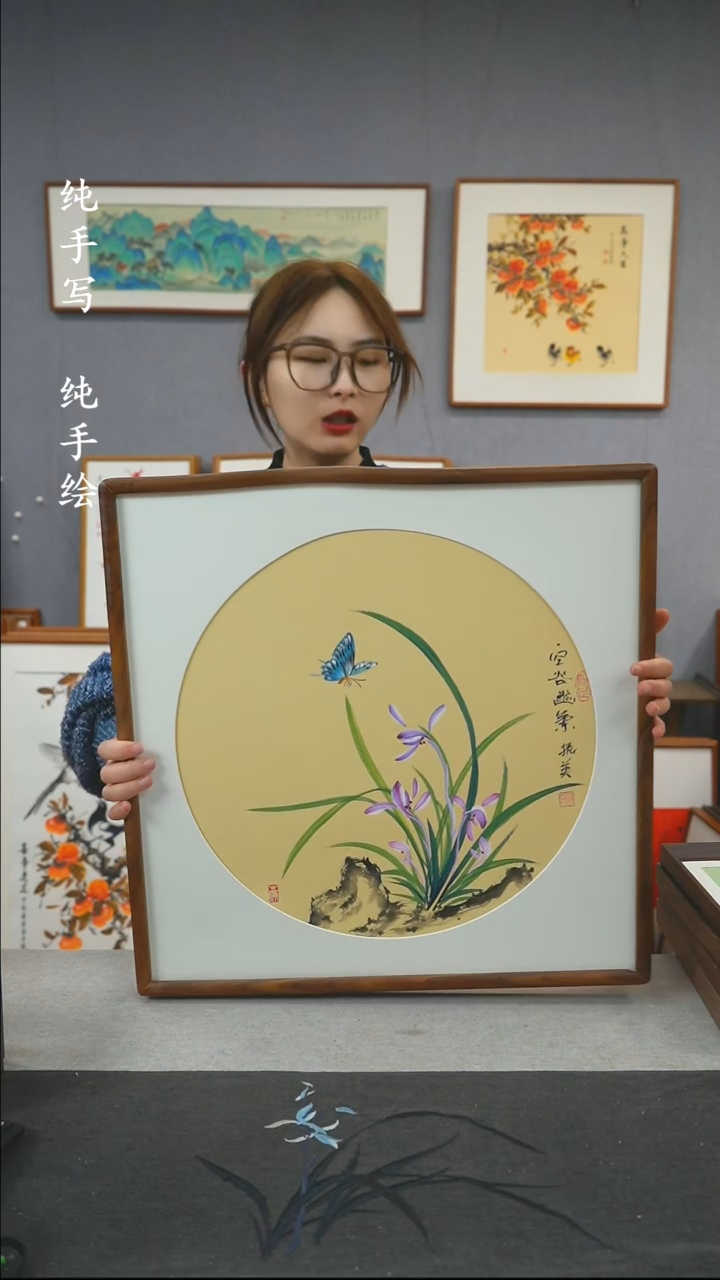 【闪购商品】国画手写手绘带框作品-52*52-高振英