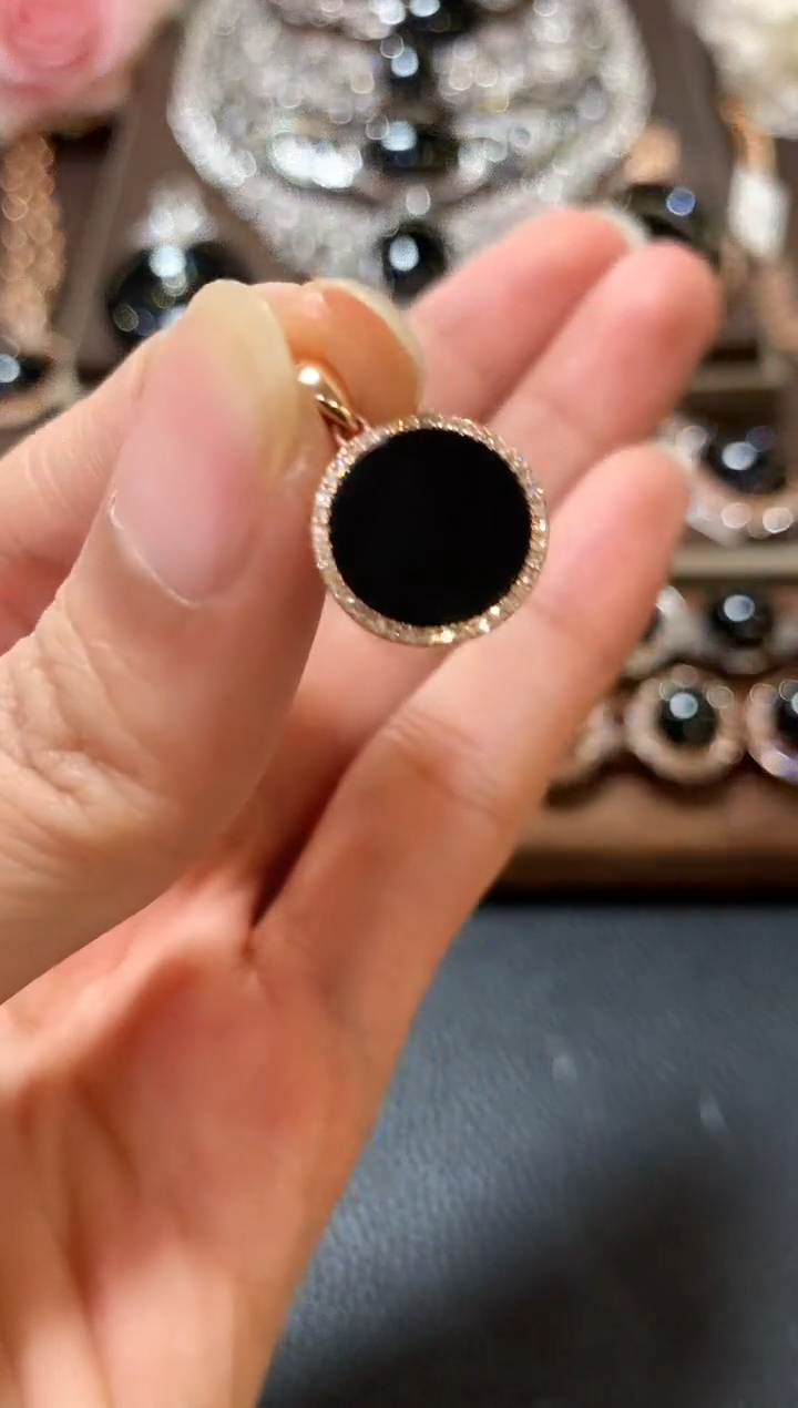 吊坠(不含链)18K金镶嵌翡翠m6  