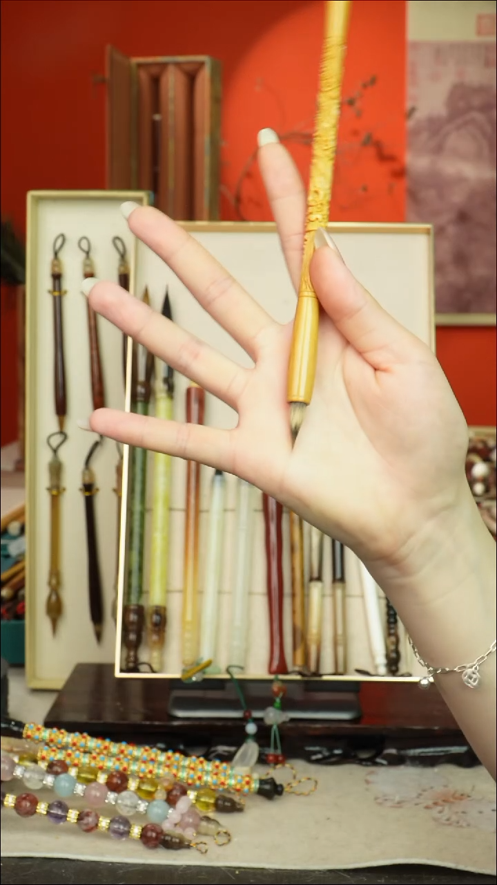 16号闪孤品高货毛笔链接 清水试笔 蘸墨不退