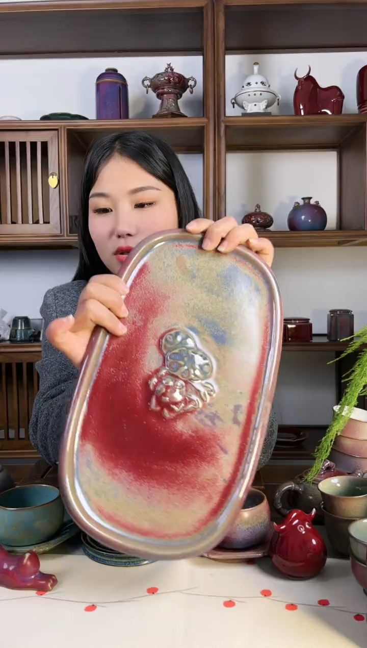 【闪购商品】瓷片钧尚源流光溢彩大茶盘