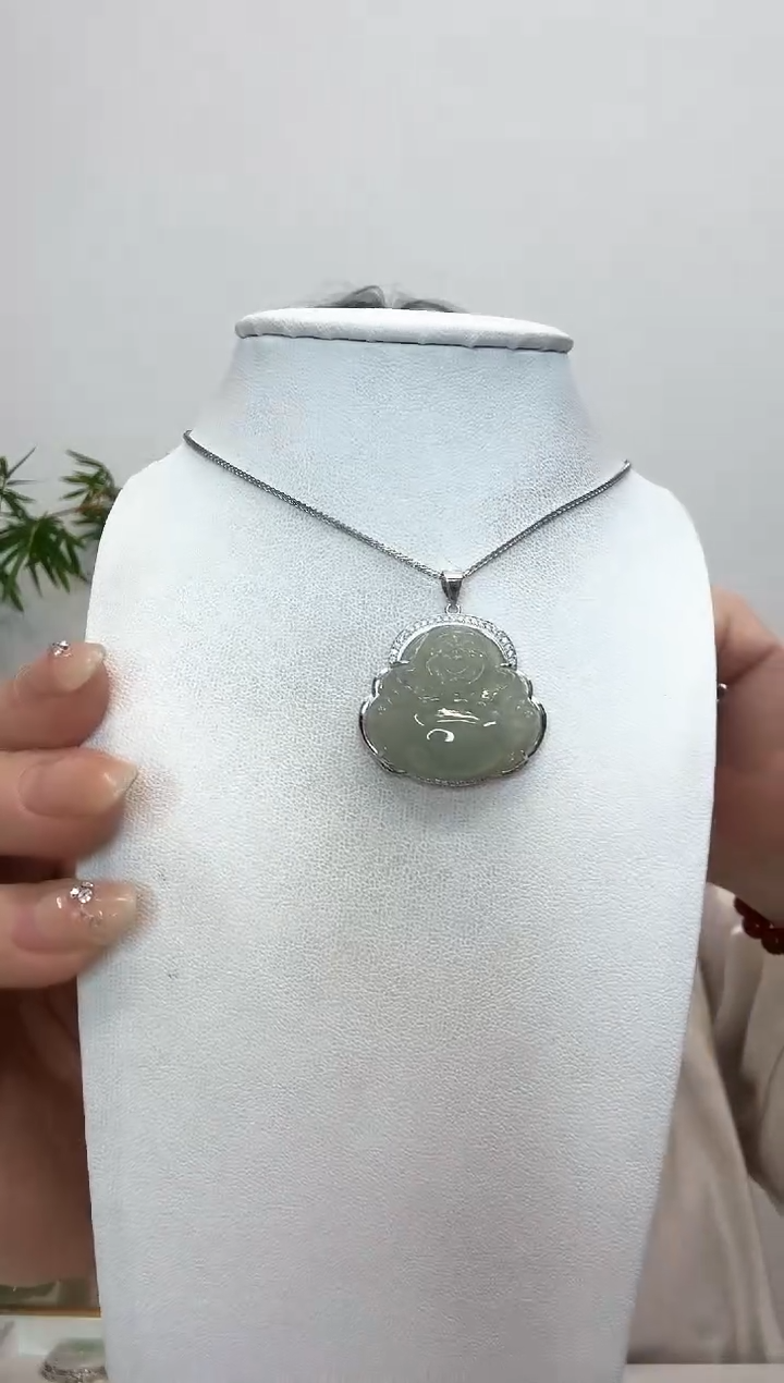 翡翠银S925镶嵌吊坠(赠链)佛公
