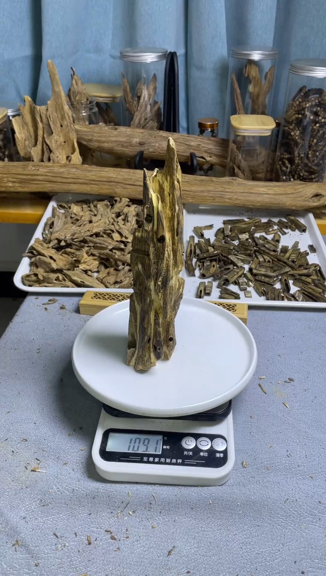 沉香沉香碎屑蓝宝石虫漏109克