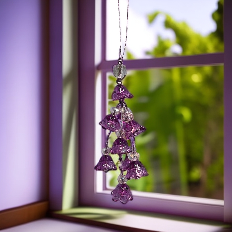 绳款紫罗兰花串款手机坠D861