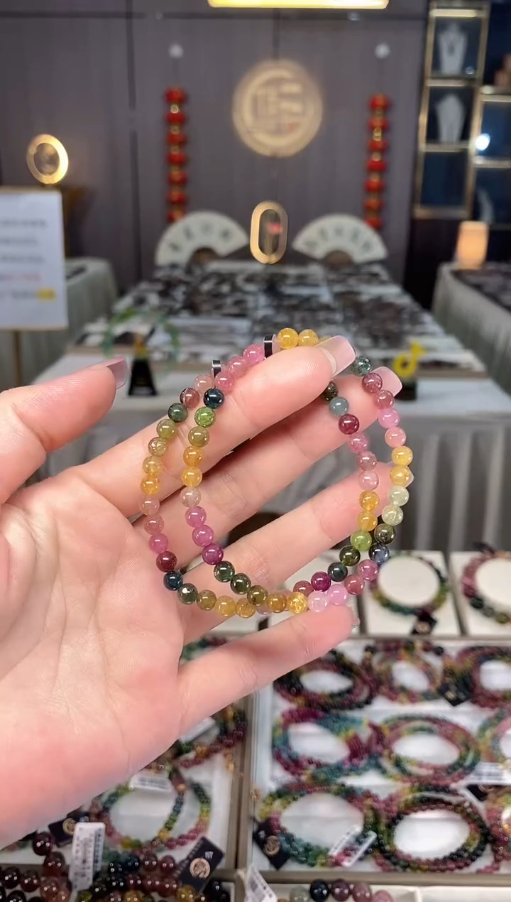 未镶嵌透体老矿碧玺彩虹单圈手串5mm+碧玺多样性发一条hon
