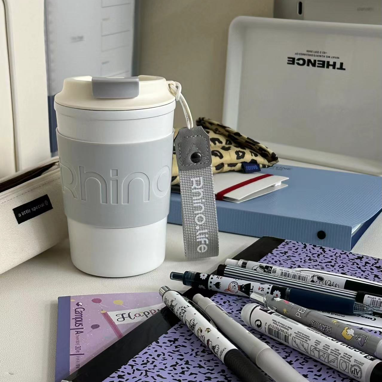 【A等品微瑕】独角犀Rhinolife 保温咖啡杯380ml-雅仕白杯身