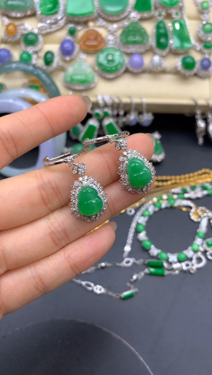 【闪购商品】翡翠耳饰18K金镶嵌452-中国好珍宝