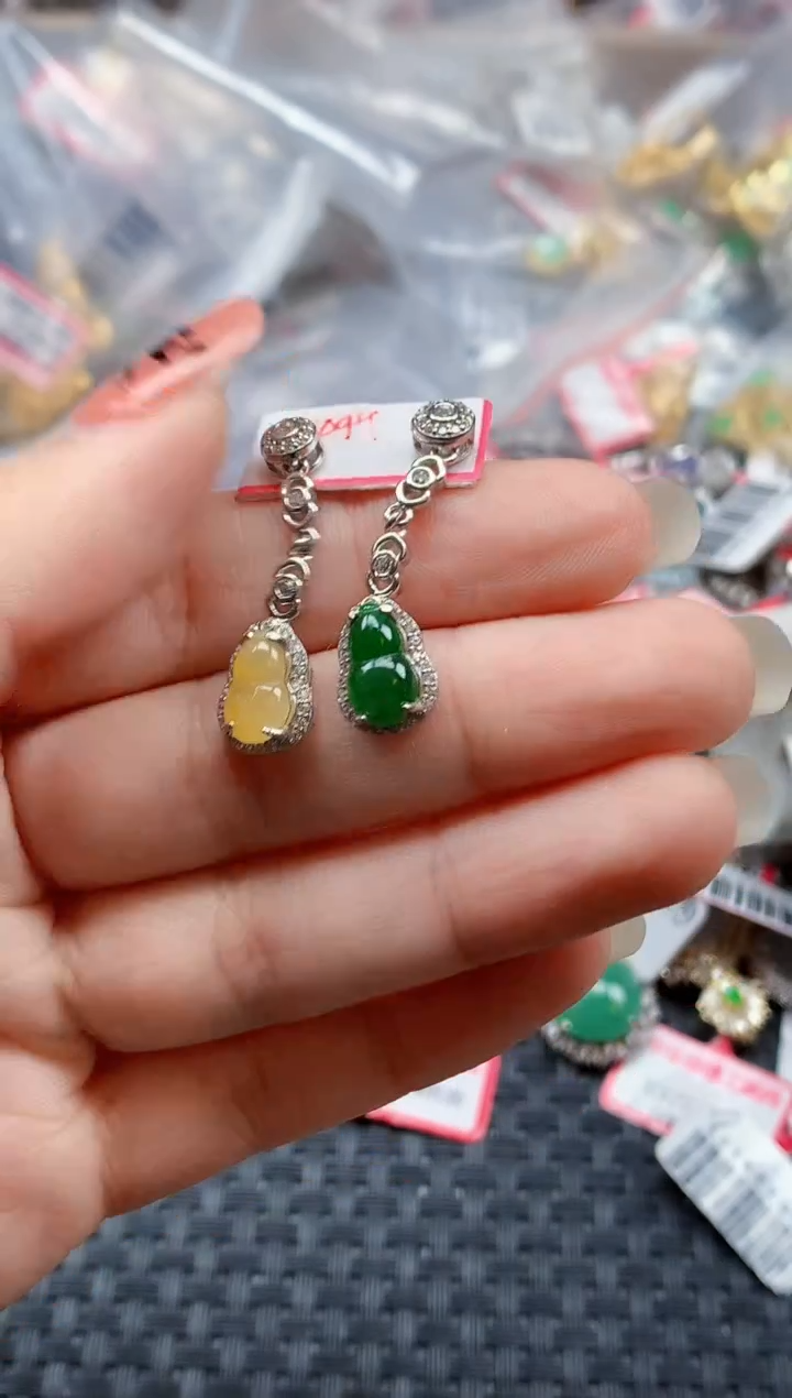 银S925镶嵌戒指翡翠天然A货缅甸翡翠