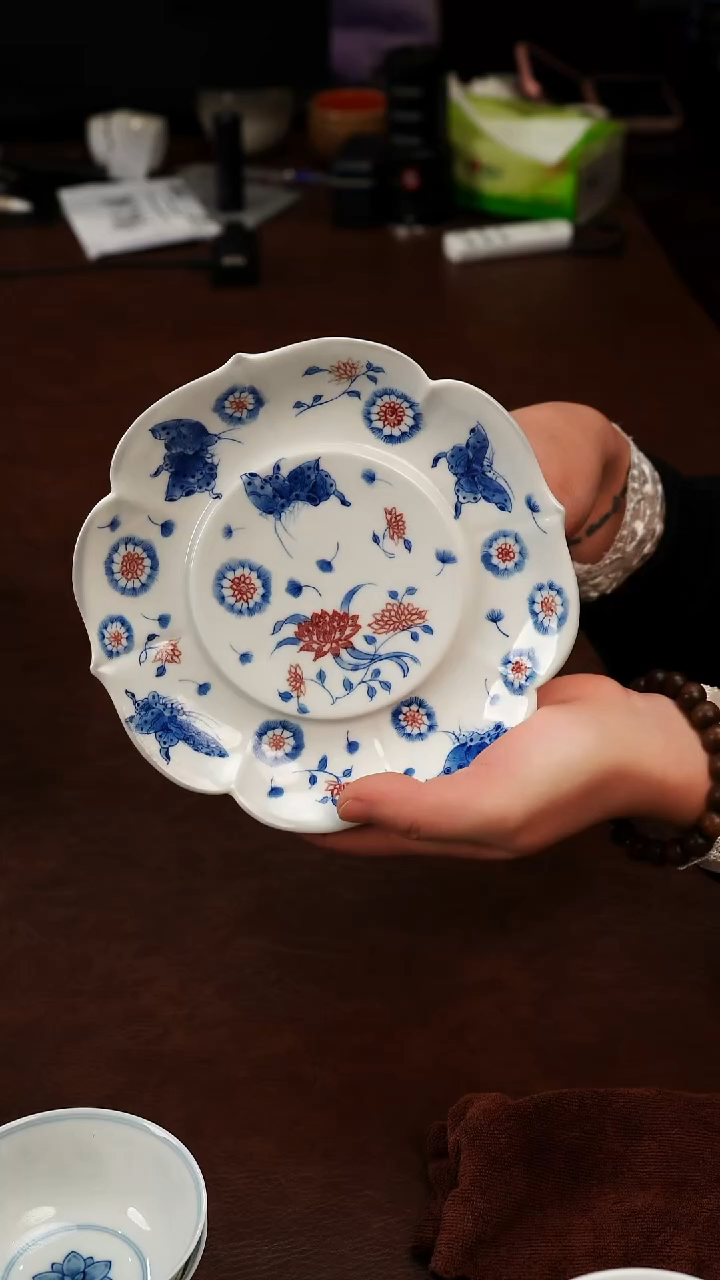 摆件陶景德镇瓷器，明成化青花瓷手绘茶具~