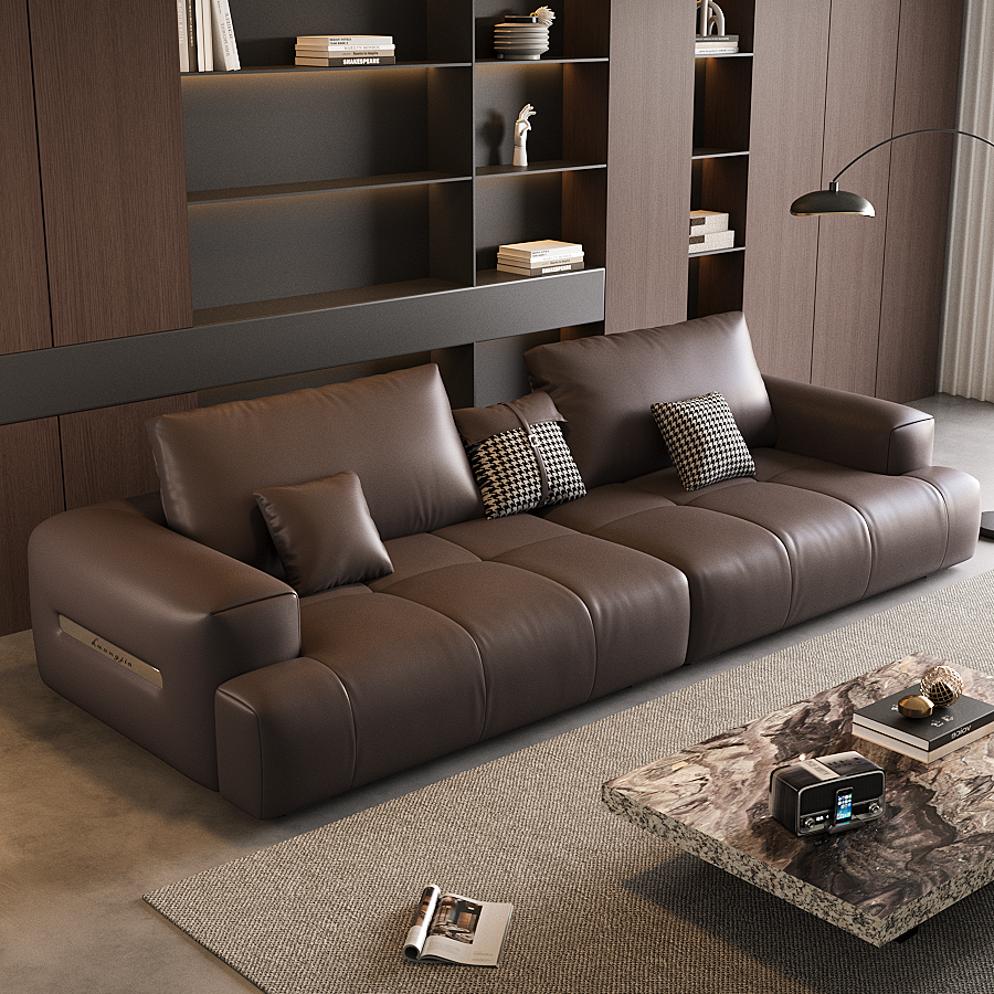 新款面包云朵沙发意式极简头层真皮沙发客厅现代轻奢沙发