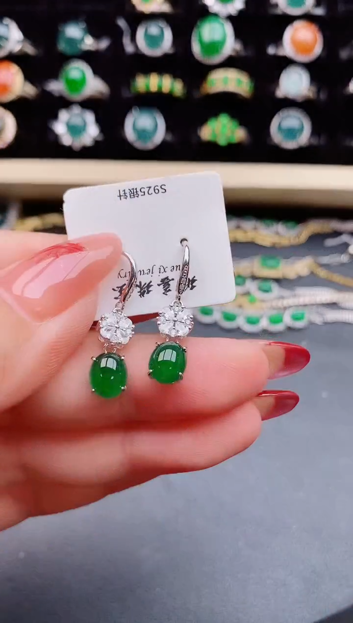 【闪购商品】翡翠耳饰银S925镶嵌580550