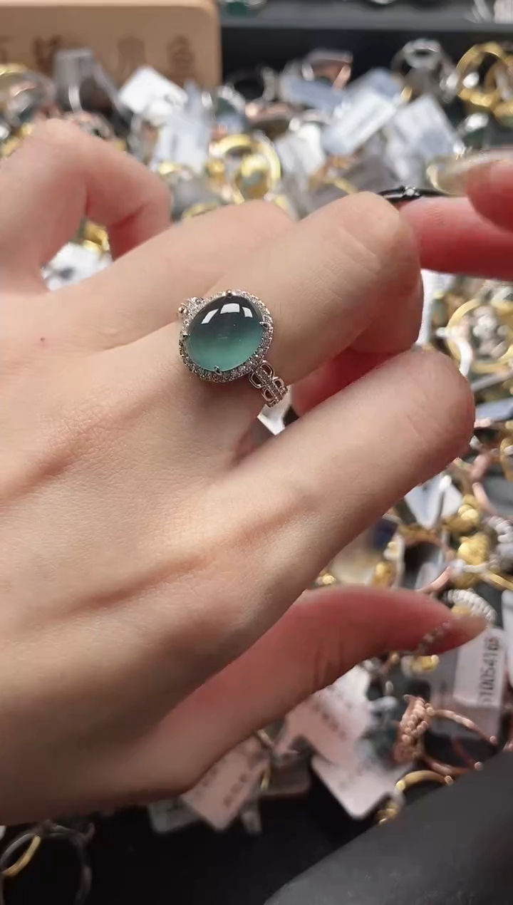 银S925镶嵌戒指翡翠51511