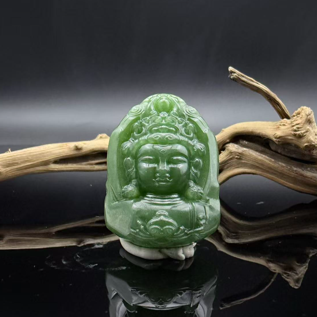 和田玉碧玉佛首吊坠2058