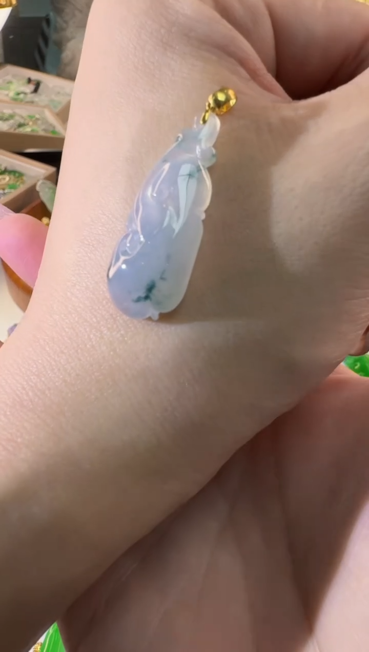 【闪购商品】翡翠18K金镶嵌颈饰缅甸翡翠A货吊坠