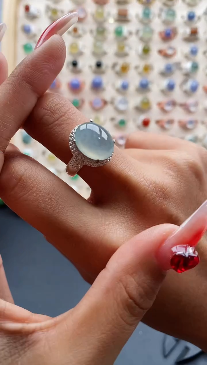 【闪购商品】翡翠戒指未镶嵌缅甸天然A货翡翠444   3+2