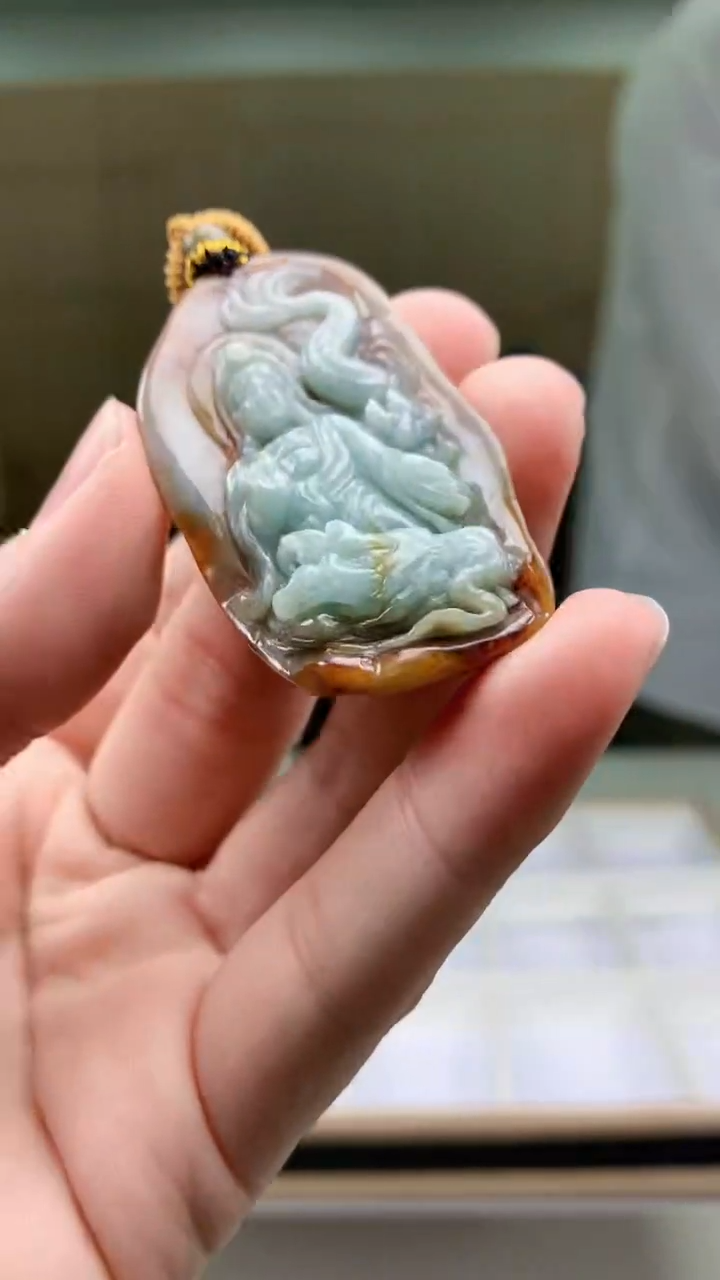 【闪购商品】定制翡翠未镶嵌5028bb-毛货挂件107