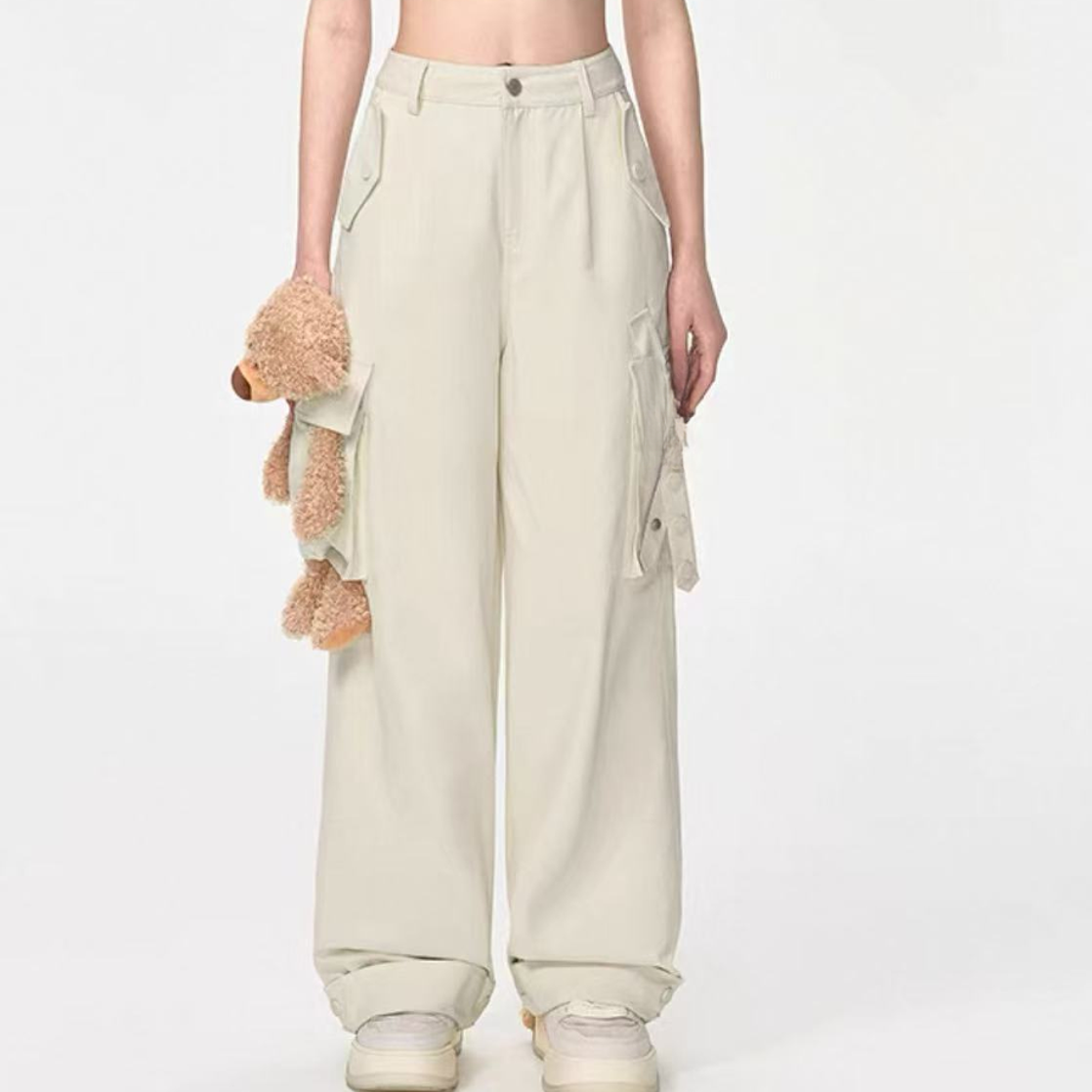 【盛夏时光】夏季新款ins时尚设计师款减龄显瘦重磅工装裤（043）