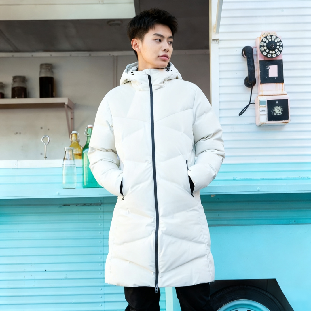 【罗家】8001男士长款休闲保暖羽绒服