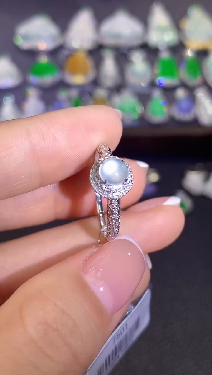 18K金镶嵌戒指翡翠A8