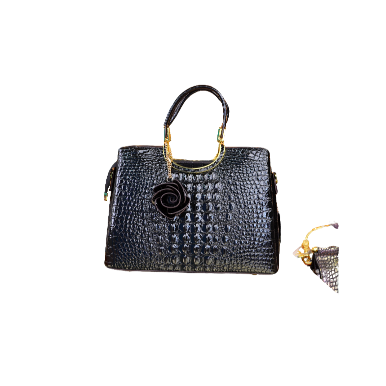 拉链红色镶嵌压纹单根链条包斜跨轻奢风单肩包耐磨2086-黑色