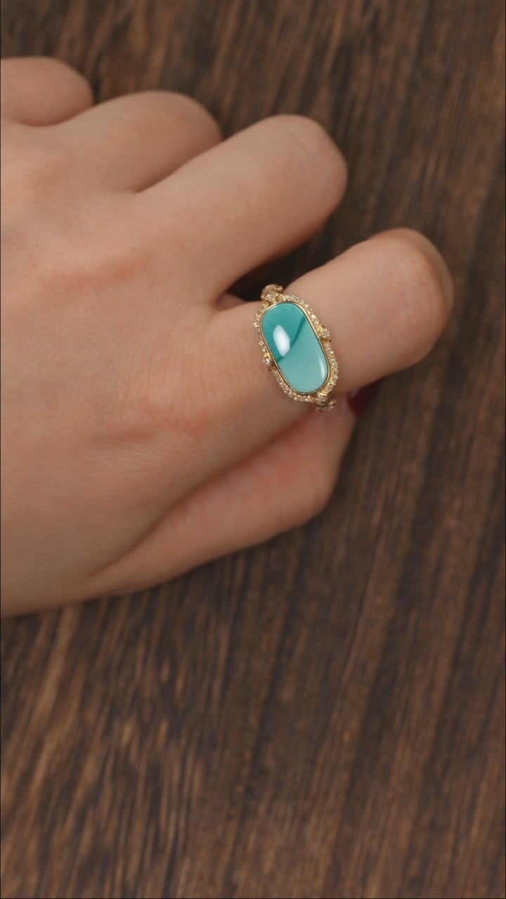 【闪购商品】绿松石戒指18K金镶嵌1