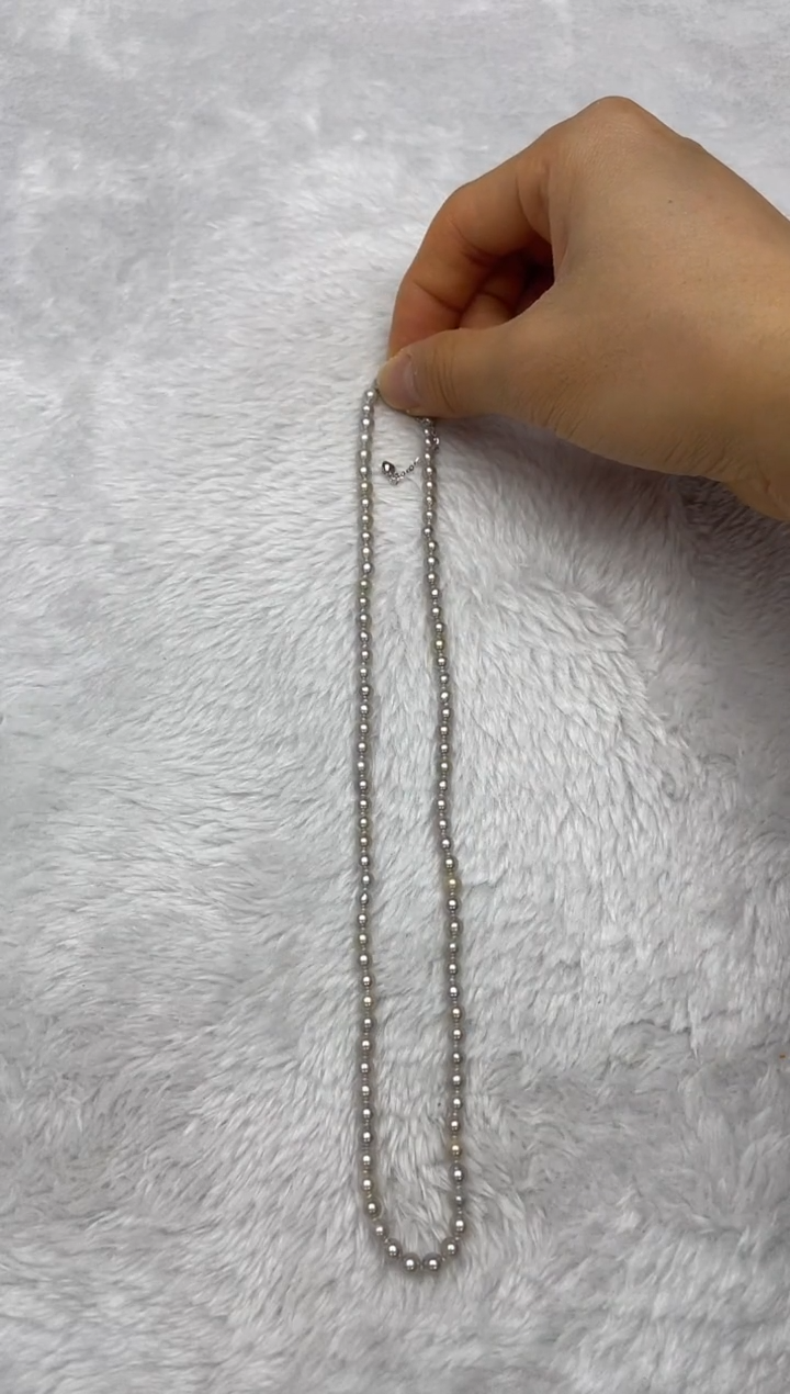 项链银S925镶嵌海水珍珠AK真多麻4-4.5mm