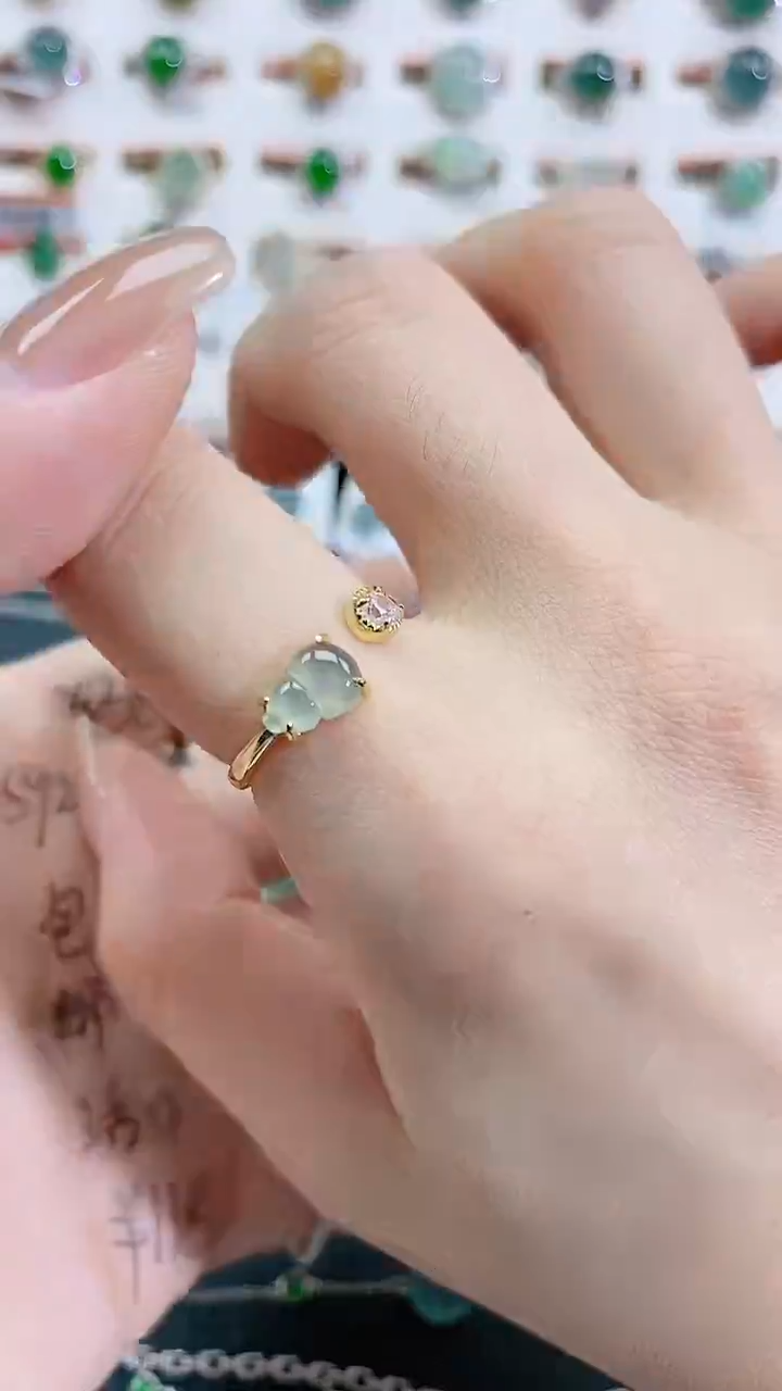 银S925镶嵌戒指翡翠天然翡翠