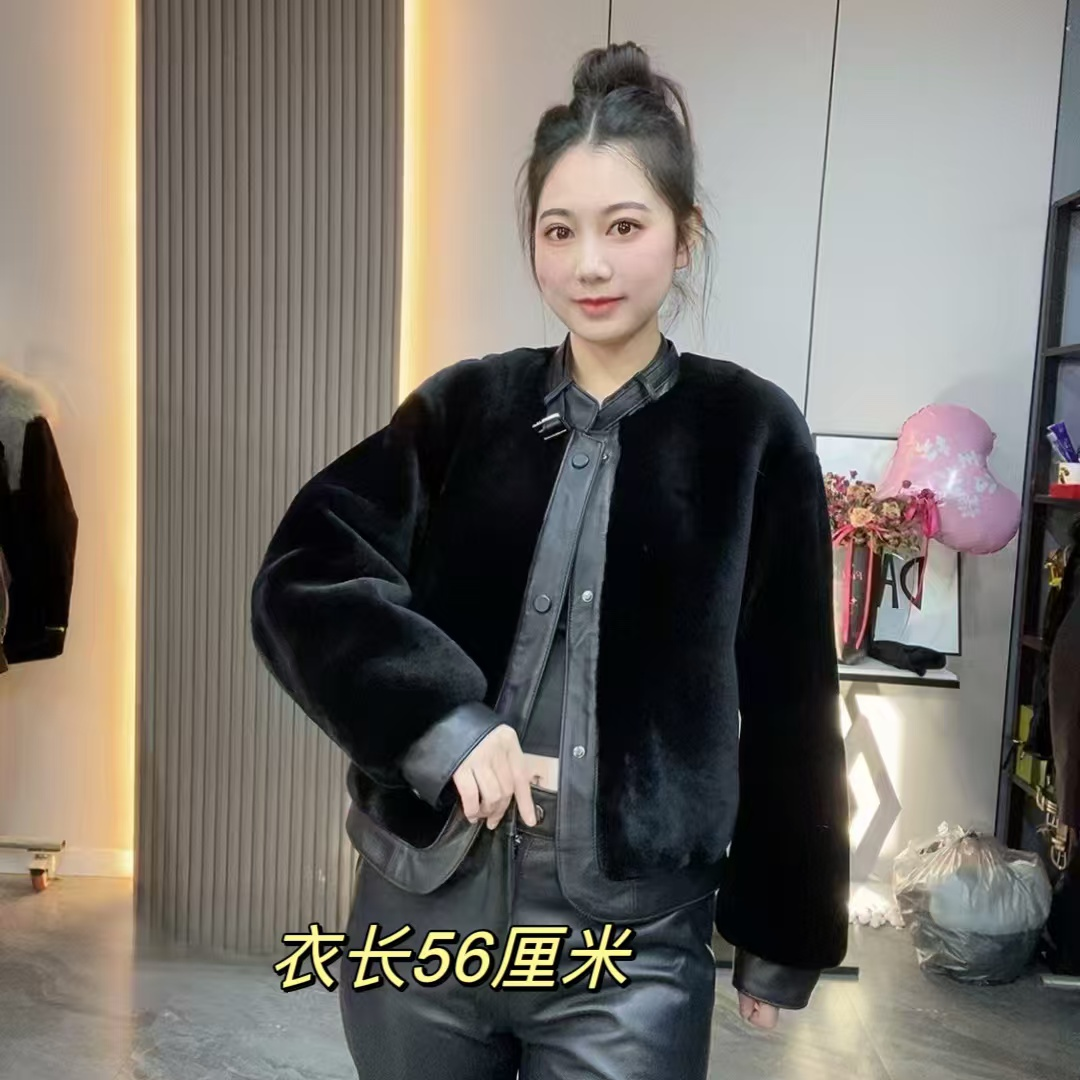 【阳光】海宁新款实体店版本A级皮皮毛一体外套