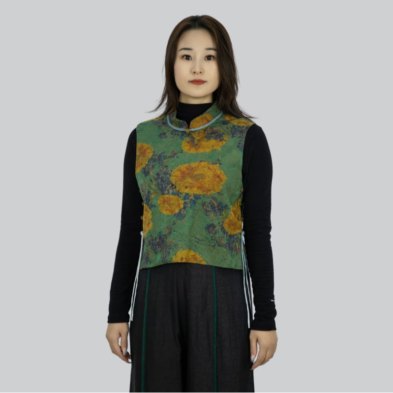 香云故里·花中君子绢纺香云纱中式马甲马夹XB23A-16C543
