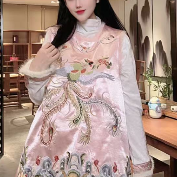 ｛禧隐.云裳貂毛｝国风新中式显瘦百搭冬季保暖拜年服女装裙子上衣