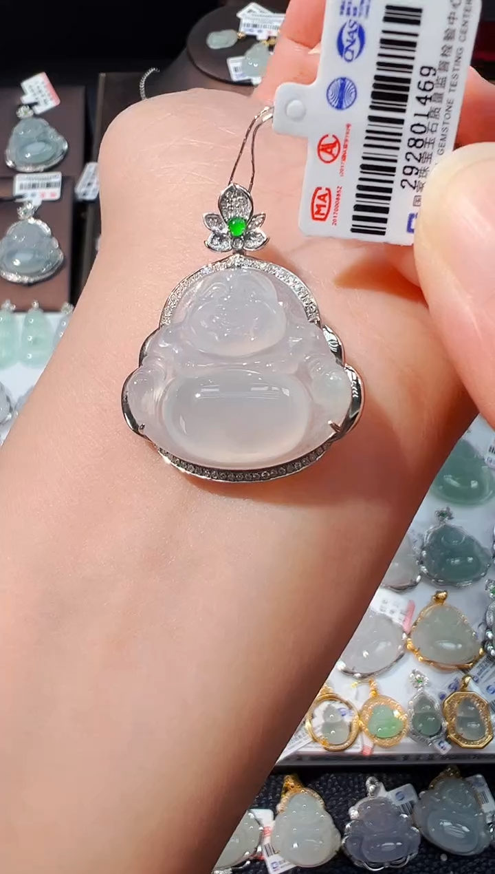 吊坠(不含链)18K金镶嵌翡翠佛公吊坠1469
