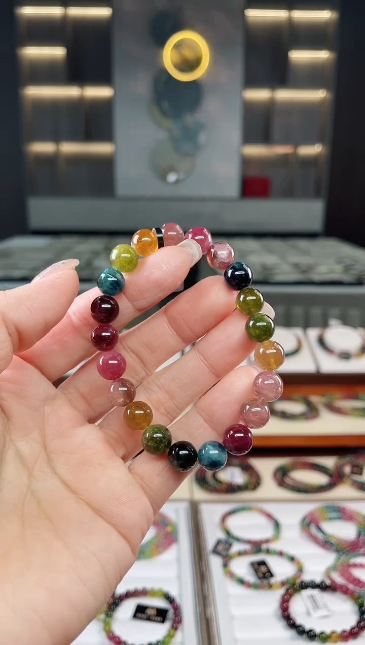 未镶嵌老矿碧玺单圈手串9mm+碧玺（多样性发一条）T