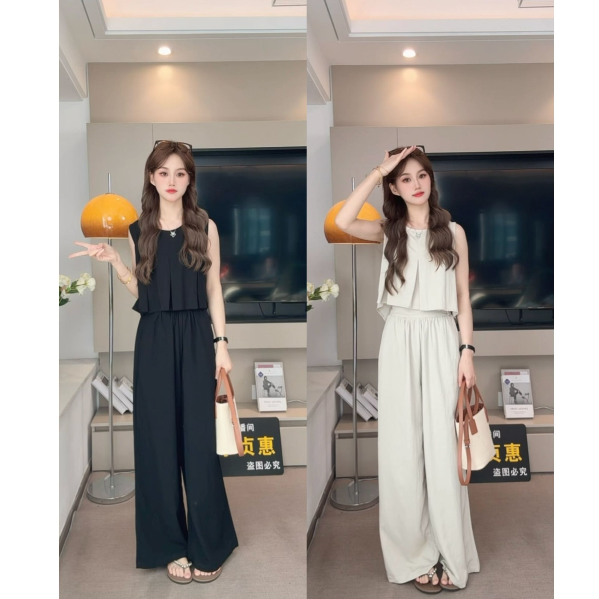 温柔风通勤慵懒风时尚套装宽松显瘦阔腿裤气质休闲夏季两件套