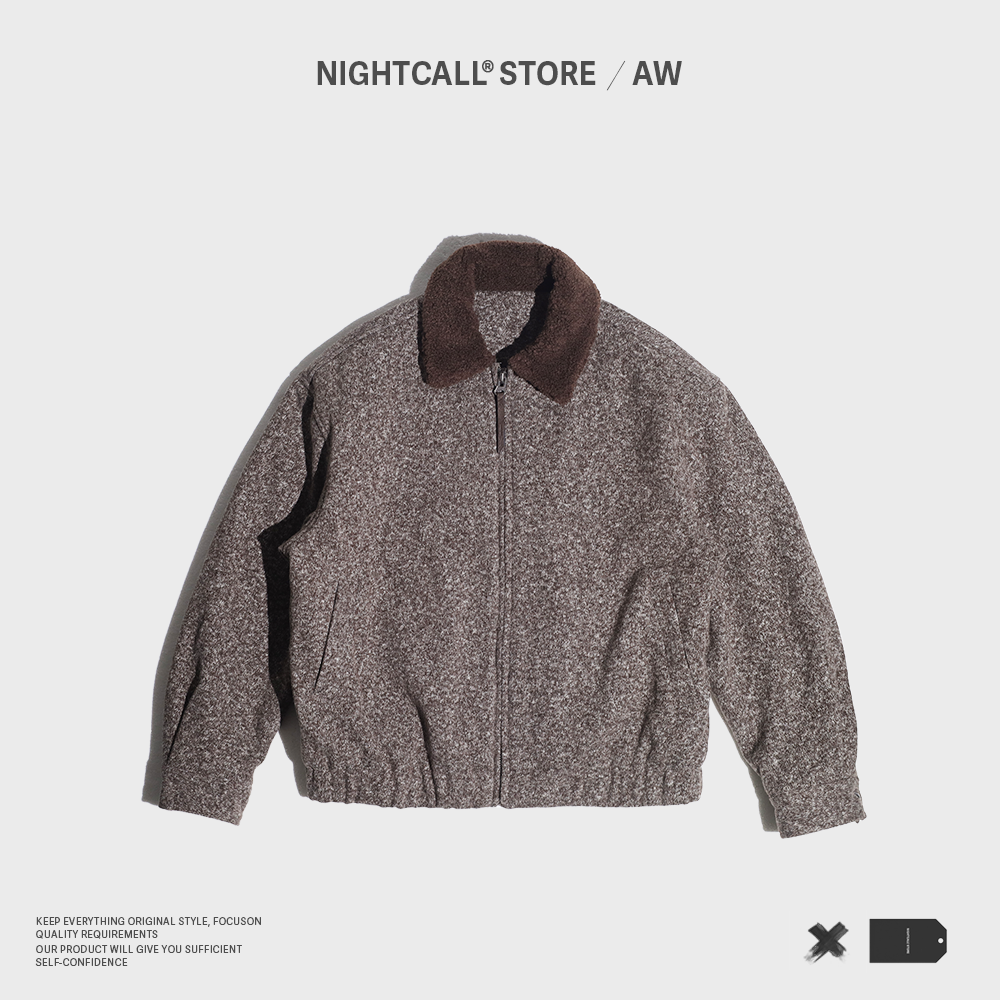 NIGHTCALL / AW 复古纱线 保暖男士棉衣毛领拉链外套