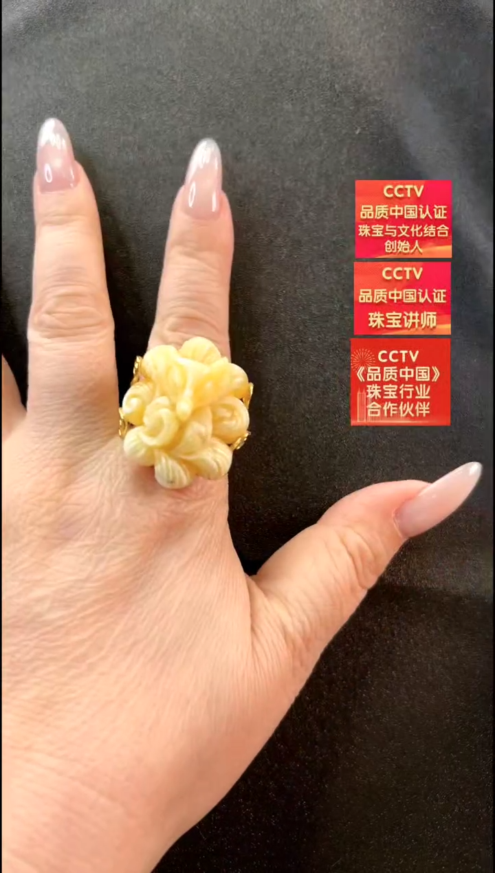 【闪购商品】琥珀戒指银S925镶嵌戒指