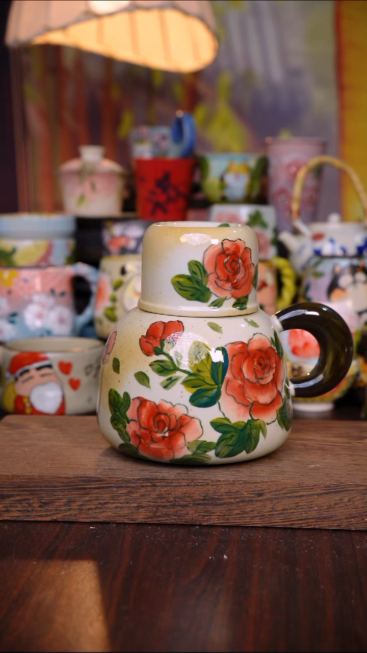 杯子陶泥垚手作 景德镇手工手绘陶瓷器物