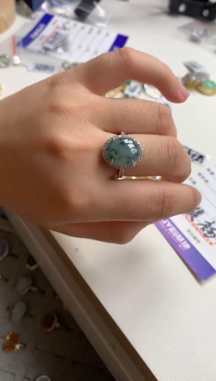 银S925镶嵌戒指翡翠5