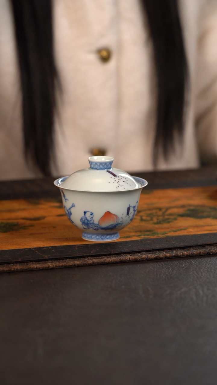 【闪购商品】杯聚澜堂福娃献寿盖碗